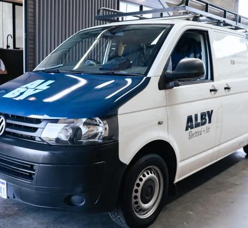 Alby Electrical & Air service van ready for electrical and air conditioning servicing in Perth.